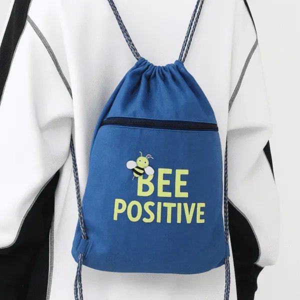 Bee Positive Drawstring Backpack: Features, Specifications and Sourcing from India